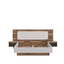 Bettanlage >Modern Way < in Stabeiche/Weiß Matt - 296,5x119,7x210cm (BxHxT)