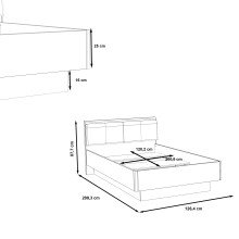Bett >JACKY< in Schlam/Scripteiche Dekor/Schwarz Eiche, 126,4x87,7x209,6cm B/H/T