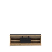 Sitzbank >KASZIMIRO< in Waterford Eiche /Schwarz  - 145,7x52,4x43cm (BxHxT)