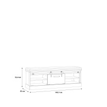 Sitzbank >KASZIMIRO< in Waterford Eiche /Schwarz  - 145,7x52,4x43cm (BxHxT)