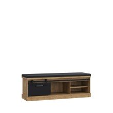 Sitzbank >KASZIMIRO< in Waterford Eiche /Schwarz  - 145,7x52,4x43cm (BxHxT)