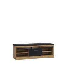 Sitzbank >KASZIMIRO< in Waterford Eiche /Schwarz  - 145,7x52,4x43cm (BxHxT)