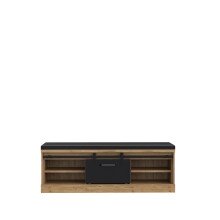 Sitzbank >KASZIMIRO< in Waterford Eiche /Schwarz  - 145,7x52,4x43cm (BxHxT)