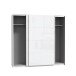 Schwebetürenschrank >Starlet Plus < in Weiß/ Weiß Glanz, 220,1x209,7x61,2cm B/H/T