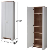 Garderobenschrank >Dijon< in Ashgrey Dekor, MDF, Spannplatte - 65x201x38 (BxHxT)