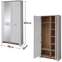 Schuhschrank >Dijon< in Ashgrey Dekor, MDF, Spannplatte - 98x201x38cm (BxHxT)