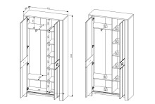 Schuhschrank >Dijon< in Ashgrey Dekor, MDF, Spannplatte - 98x201x38cm (BxHxT)