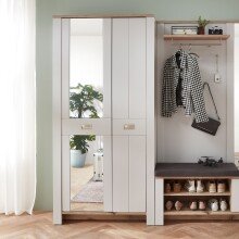 Schuhschrank >Dijon< in Ashgrey Dekor, MDF, Spannplatte - 98x201x38cm (BxHxT)