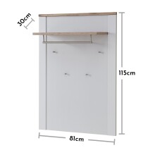 Garderobenpaneel >Dijon< in Ashgrey Dekor, MDF, Spannplatte - 81x115x30 (BxHxT)