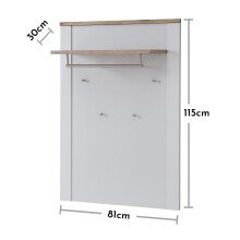 Garderobenpaneel >Dijon< in Ashgrey Dekor, MDF, Spannplatte - 81x115x30 (BxHxT)