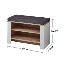 Schuhbank >Dijon< in Ashgrey Dekor, MDF, Spannplatte - 81x52x38cm (BxHxT)
