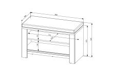 Schuhbank >Dijon< in Ashgrey Dekor, MDF, Spannplatte - 81x52x38cm (BxHxT)