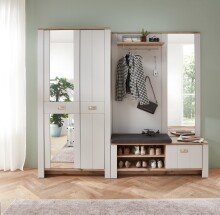 Schuhbank >Dijon< in Ashgrey Dekor, MDF, Spannplatte - 130x52x38cm (BxHxT)
