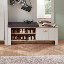 Schuhbank >Dijon< in Ashgrey Dekor, MDF, Spannplatte - 130x52x38cm (BxHxT)