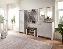 Garderoben-Set >Dijon< in Ashgrey Dekor, MDF, Spannplatte - 274x201x38cm (BxHxT)
