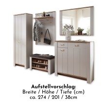 Garderoben-Set >Dijon< in Ashgrey Dekor, MDF, Spannplatte - 274x201x38cm (BxHxT)