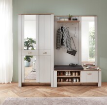 Garderoben-Set >Dijon< in Ashgrey Dekor, MDF, Spannplatte - 228x201x38cm (BxHxT)