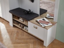 Garderoben-Set >Dijon< in Ashgrey Dekor, MDF, Spannplatte - 228x201x38cm (BxHxT)