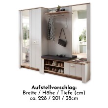 Garderoben-Set >Dijon< in Ashgrey Dekor, MDF, Spannplatte - 228x201x38cm (BxHxT)