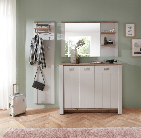 Garderoben-Set >Dijon< in Ashgrey Dekor, MDF, Spannplatte - 193x201x38cm (BxHxT)