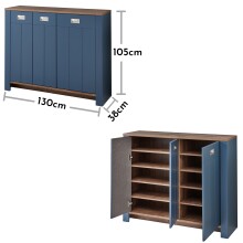 Schuhkommode >Dijon< in Parasian Blue Dekor - 130x105x38 (BxHxT)