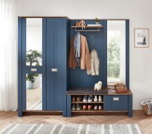 Garderobenspiegel >Dijon< in Parasian Blue Dekor - 130x154x30 (BxHxT)