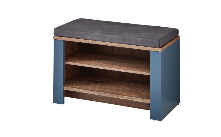Schuhbank >Dijon< in Parasian Blue Dekor, MDF, Spannplatte - 81x52x38cm (BxHxT)