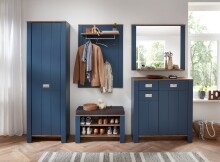Schuhbank >Dijon< in Parasian Blue Dekor, MDF, Spannplatte - 81x52x38cm (BxHxT)
