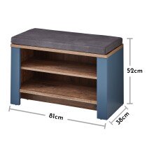 Schuhbank >Dijon< in Parasian Blue Dekor, MDF, Spannplatte - 81x52x38cm (BxHxT)