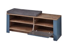 Schuhbank >Dijon< in Parasian Blue Dekor, MDF, Spannplatte - 130x52x38cm (BxHxT)