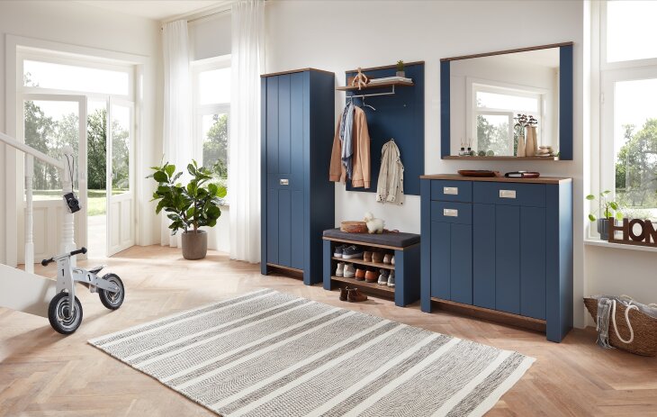Garderoben-Set >Dijon< in Parasian Blue Dekor - 274x201x38 (BxHxT)