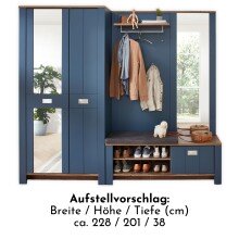 Garderoben-Set >Dijon< in Parasian Blue Dekor - 228x201x38 (BxHxT)