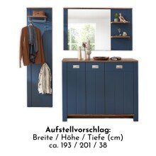 Garderoben-Set >Dijon< in Parasian Blue Dekor - 193x201x38 (BxHxT)