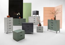 Nachtkommode >Bonnie< in kreidegrau matt lack - 51x60x45cm (BxHxT)