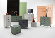 Schubkastenkommode >Bonnie< in kreidegrau matt lack - 119x80x45cm (BxHxT)