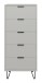 Hochkommode >Bonnie< in kreidegrau matt lack - 51x121x45cm (BxHxT)