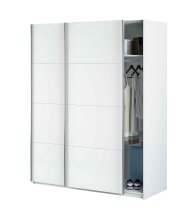 Schwebetürenschrank >Arm< in Artik-Weiß, Holzwerkstoff - 150x200x60cm (BxHxT)