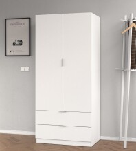 Kleiderschrank >LC-180< in Weiß, Holzwerkstoff - 81x180x52cm (BxHxT)