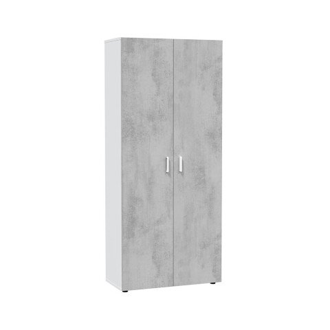 Mehrzweckschrank >Tidy< in Weiß / Beton Grau - 80x182x37 (BxHxT)