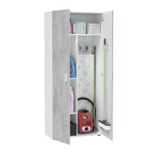 Mehrzweckschrank >Tidy< in Weiß / Beton Grau - 80x182x37 (BxHxT)
