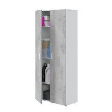 Mehrzweckschrank >Tidy< in Weiß / Beton Grau - 80x182x37 (BxHxT)