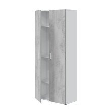 Mehrzweckschrank >Tidy< in Weiß / Beton Grau - 80x182x37 (BxHxT)