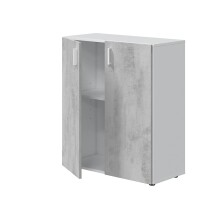 Mehrzweckschrank >Tidy< in Weiß / Beton Grau - 80x92x37 (BxHxT)