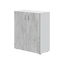 Mehrzweckschrank >Tidy< in Weiß / Beton Grau - 80x92x37 (BxHxT)