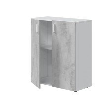 Mehrzweckschrank >Tidy< in Weiß / Beton Grau - 80x92x37 (BxHxT)