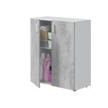 Mehrzweckschrank >Tidy< in Weiß / Beton Grau - 80x92x37 (BxHxT)