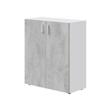 Mehrzweckschrank >Tidy< in Weiß / Beton Grau - 80x92x37 (BxHxT)
