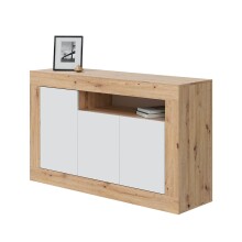 Kommode >Baltik< in Artik-Weiß / Nodi-Eiche - 144x87x42 (BxHxT)