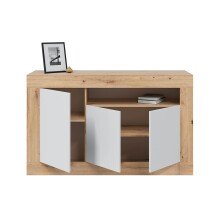 Kommode >Baltik< in Artik-Weiß / Nodi-Eiche - 144x87x42 (BxHxT)