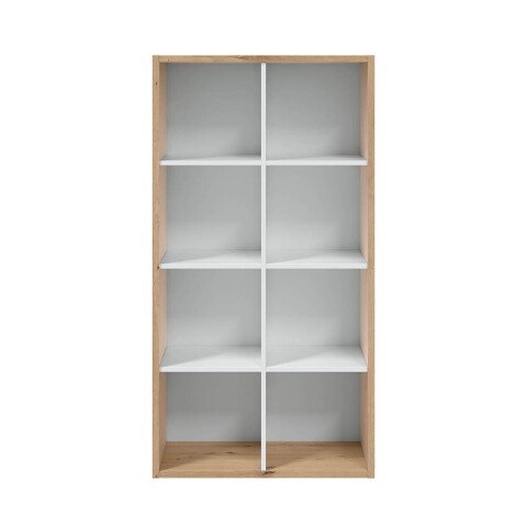 Bücherregal >Noa< in Artik Weiß / Nodi-Eiche - 72x136x33 (BxHxT)
